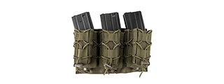 LANCER TACTICAL 1000D NYLON MOLLE 2-IN-1 TRIPLE M4/PISTOL MAG POUCH (OD GREEN)