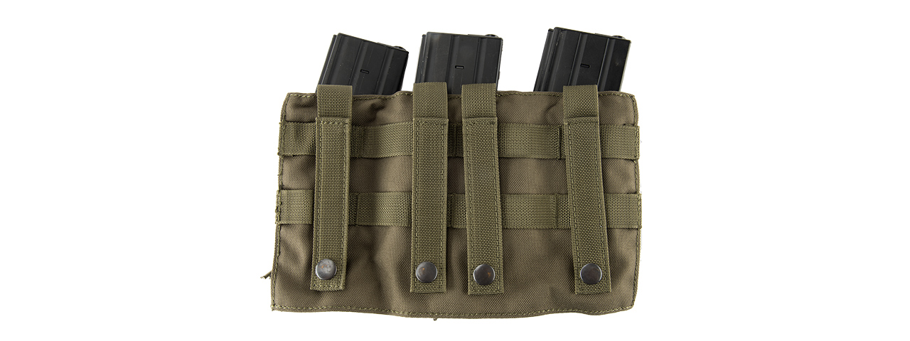 LANCER TACTICAL 1000D NYLON MOLLE 2-IN-1 TRIPLE M4/PISTOL MAG POUCH (OD GREEN)