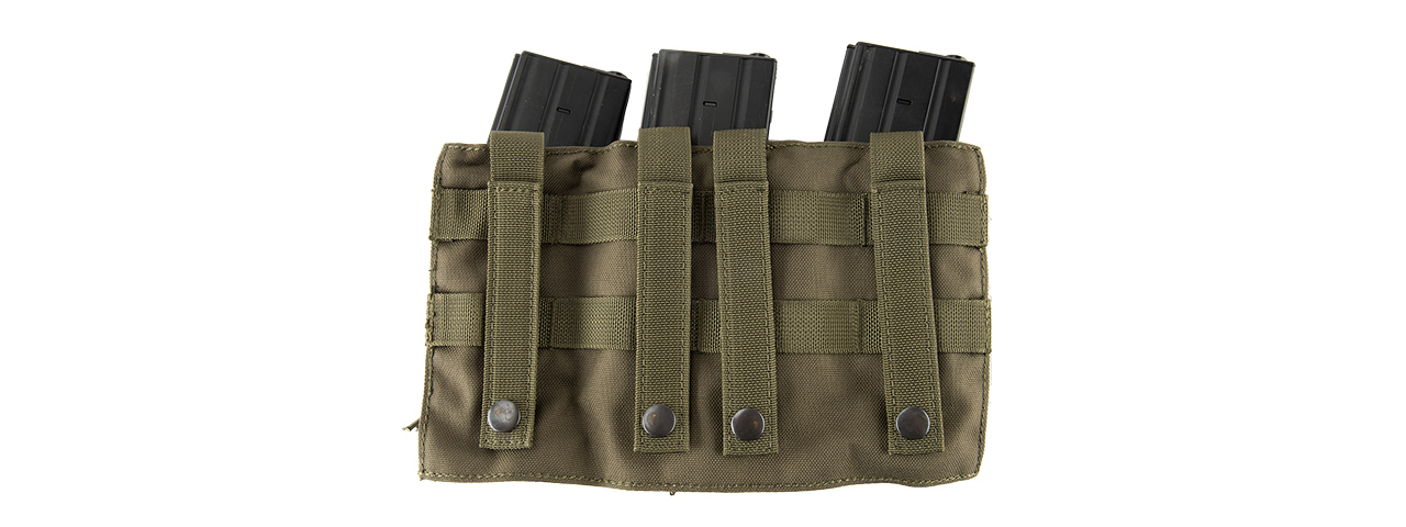 LANCER TACTICAL 1000D NYLON MOLLE 2-IN-1 TRIPLE M4/PISTOL MAG POUCH (OD GREEN) - Click Image to Close