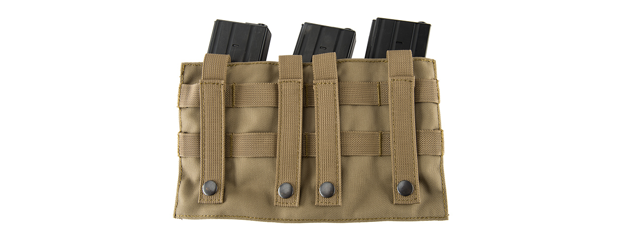 LANCER TACTICAL 1000D NYLON MOLLE 2-IN-1 TRIPLE M4/PISTOL MAG POUCH (TAN)