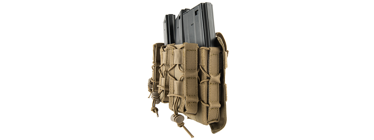 LANCER TACTICAL 1000D NYLON MOLLE 2-IN-1 TRIPLE M4/PISTOL MAG POUCH (TAN) - Click Image to Close