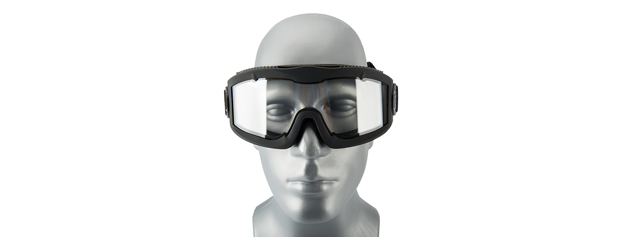 LANCER TACTICAL AERO PROTECTIVE BLACK AIRSOFT GOGGLES (CLEAR LENS) - Click Image to Close