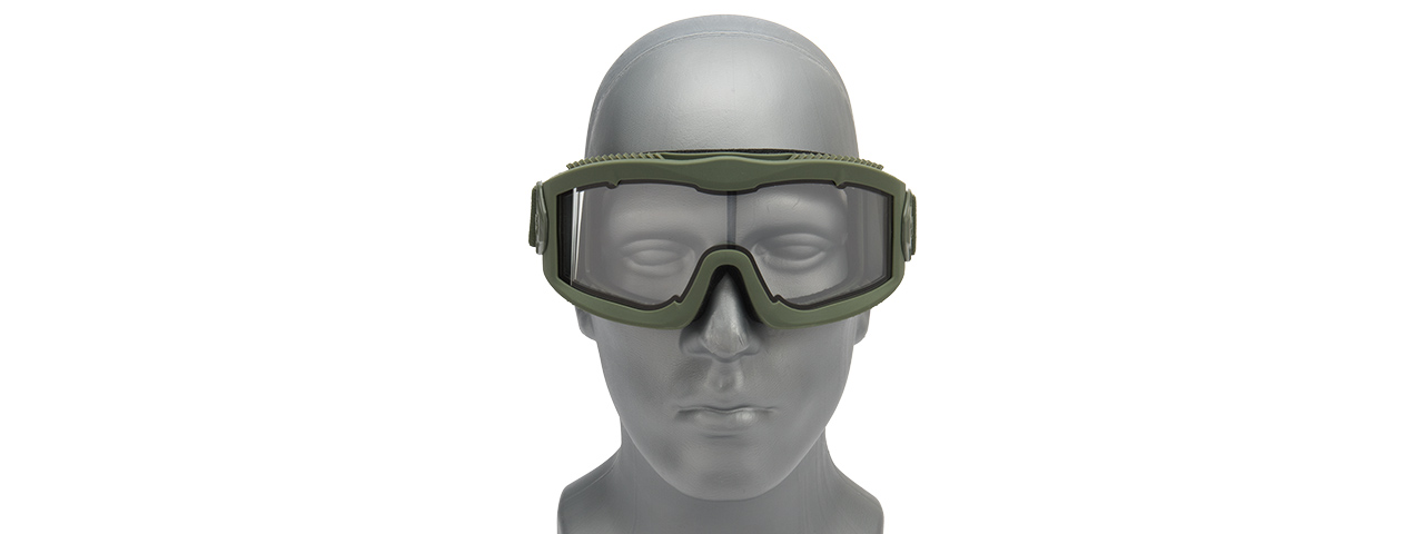 LANCER TACTICAL AERO PROTECTIVE OD GREEN AIRSOFT GOGGLES (CLEAR LENS)