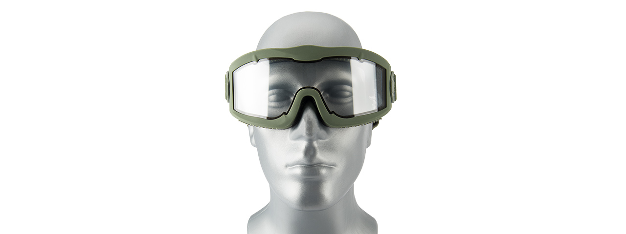 LANCER TACTICAL AERO PROTECTIVE OD GREEN AIRSOFT GOGGLES (CLEAR LENS) - Click Image to Close