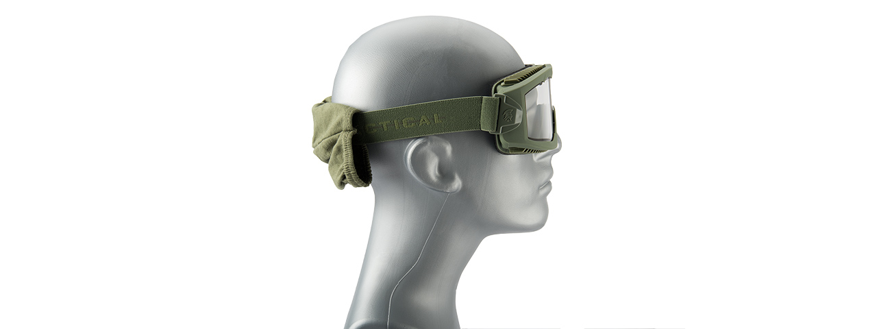 LANCER TACTICAL AERO PROTECTIVE OD GREEN AIRSOFT GOGGLES (CLEAR LENS)