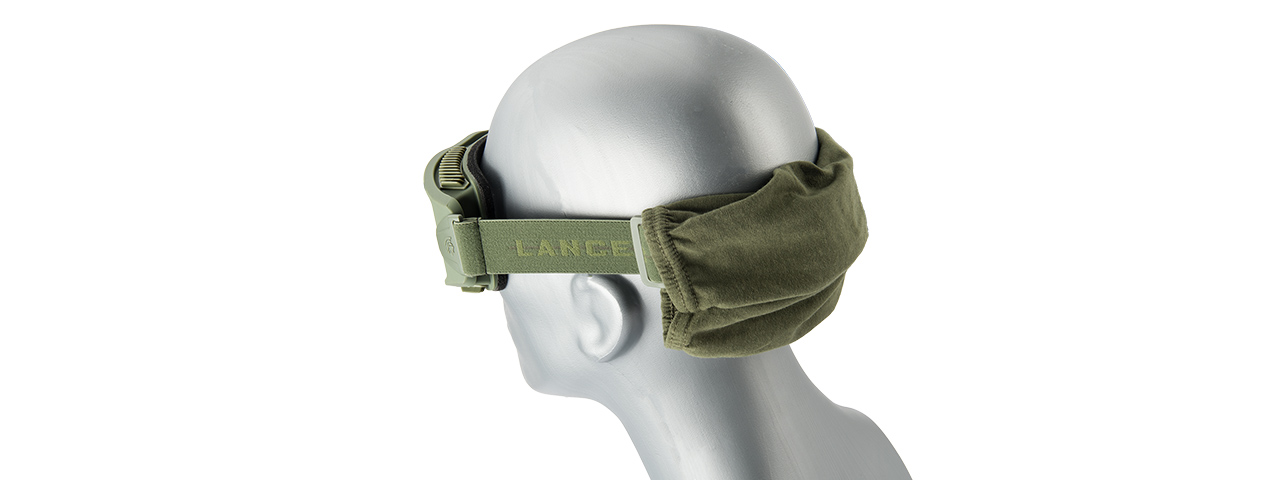 LANCER TACTICAL AERO PROTECTIVE OD GREEN AIRSOFT GOGGLES (CLEAR LENS)