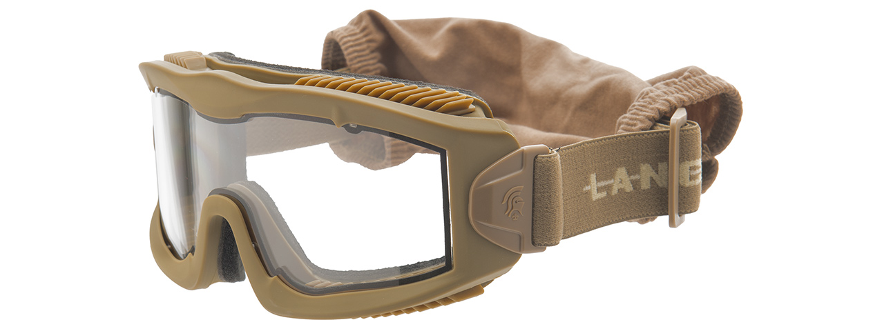 LANCER TACTICAL AERO PROTECTIVE TAN AIRSOFT GOGGLES (CLEAR LENS)