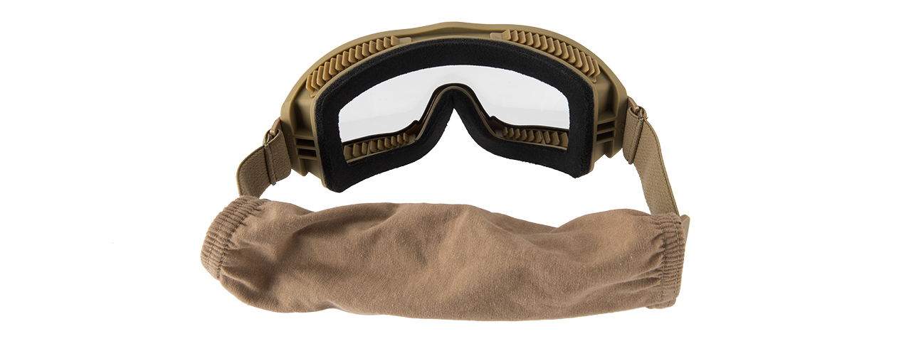 LANCER TACTICAL AERO PROTECTIVE TAN AIRSOFT GOGGLES (CLEAR LENS)