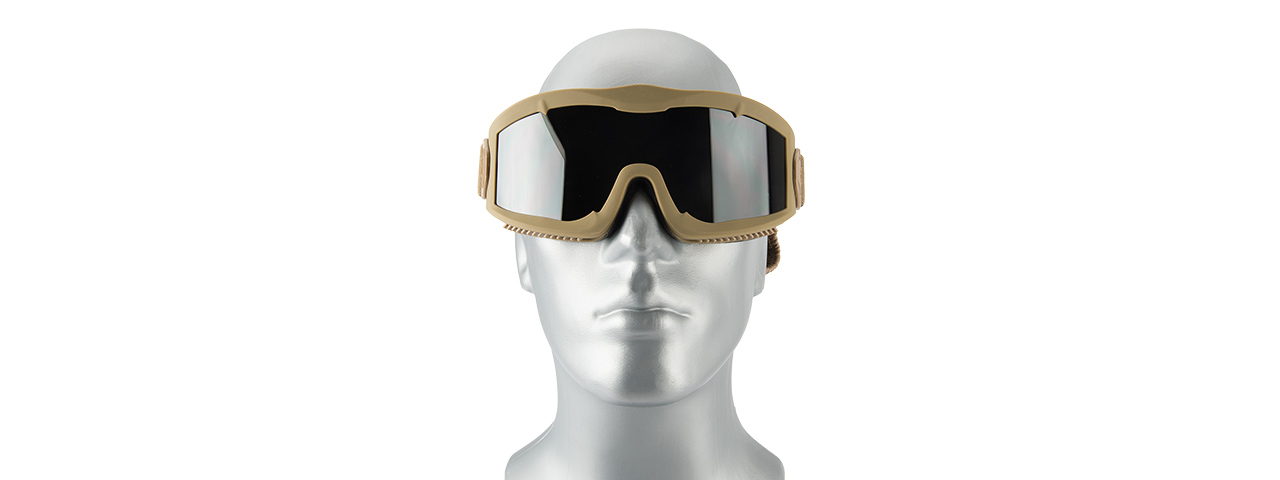 LANCER TACTICAL AERO PROTECTIVE TAN AIRSOFT GOGGLES (SMOKE LENS)