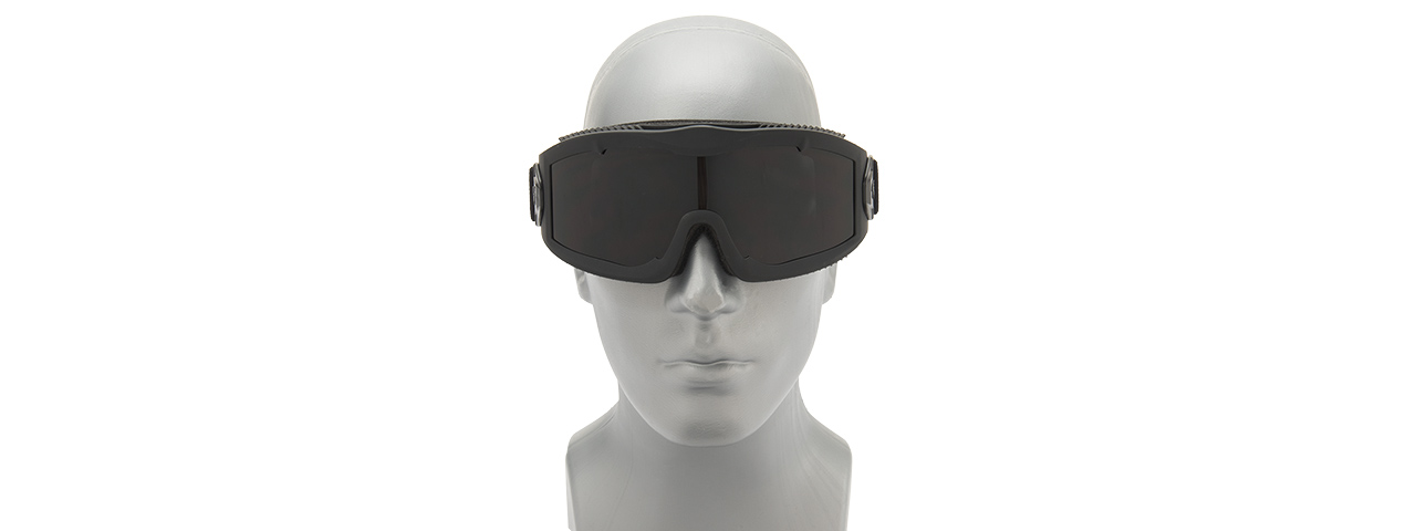 LANCER TACTICAL AERO PROTECTIVE BLACK AIRSOFT GOGGLES (SMOKE/YELLOW/CLEAR LENS)