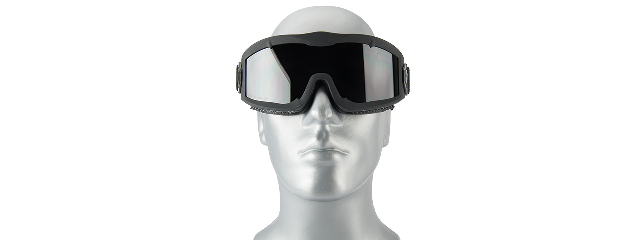 LANCER TACTICAL AERO PROTECTIVE BLACK AIRSOFT GOGGLES (SMOKE/YELLOW/CLEAR LENS)