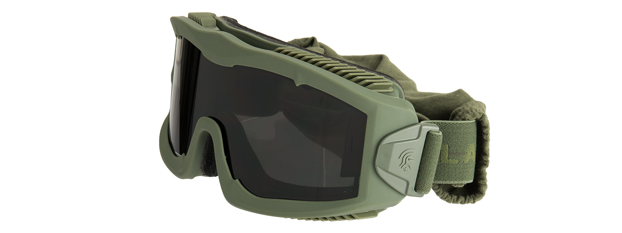 LANCER TACTICAL AERO PROTECTIVE OD GREEN AIRSOFT GOGGLES (SMOKE/YELLOW/CLEAR LENS)