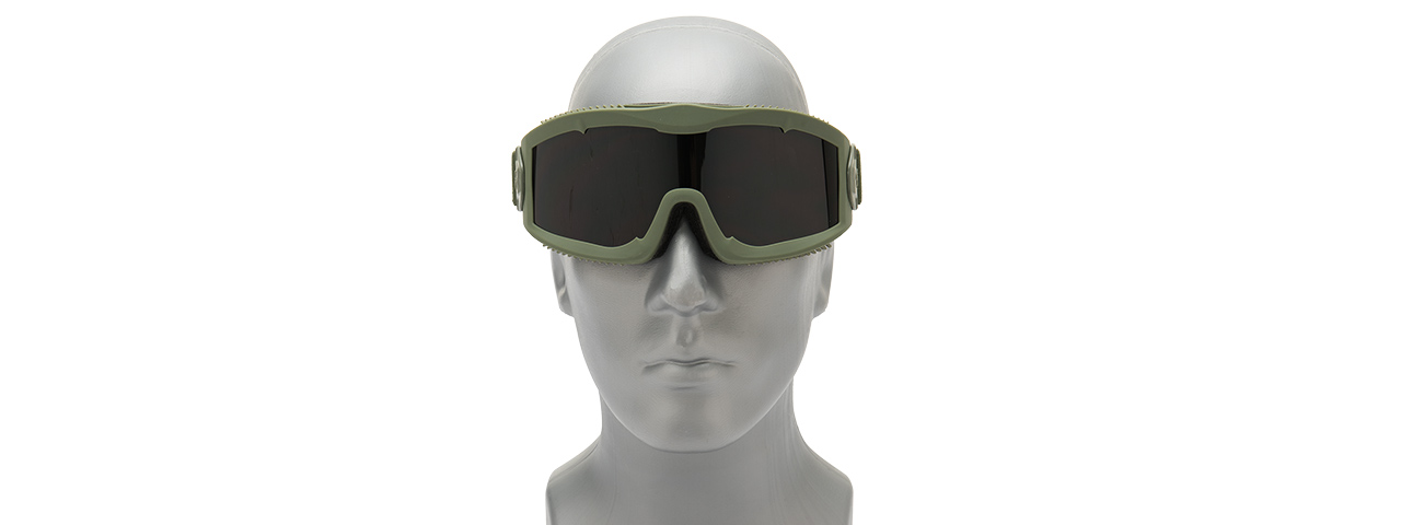 LANCER TACTICAL AERO PROTECTIVE OD GREEN AIRSOFT GOGGLES (SMOKE/YELLOW/CLEAR LENS)