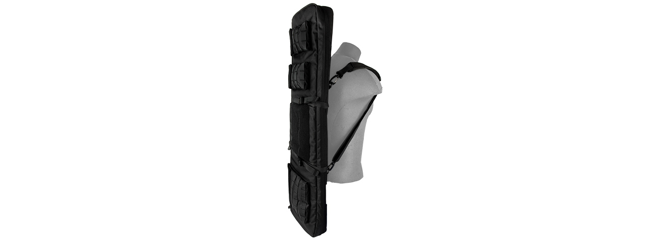 LANCER TACTICAL 1000D NYLON 3-WAY CARRY 43" DOUBLE RIFLE GUN BAG (BLACK) - Click Image to Close