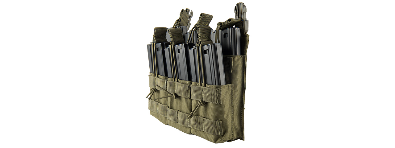 LANCER TACTICAL ADAPTIVE HOOK AND LOOP TRIPLE DUAL MAG POUCH (OD GREEN)