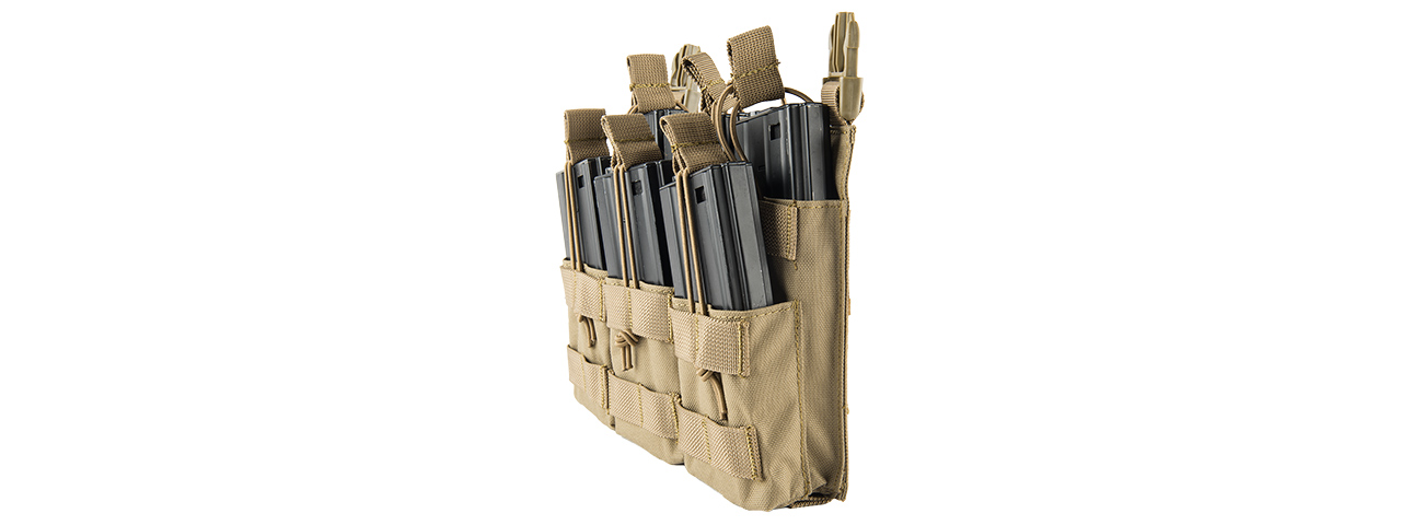 LANCER TACTICAL ADAPTIVE HOOK AND LOOP TRIPLE DUAL MAG POUCH (TAN) - Click Image to Close