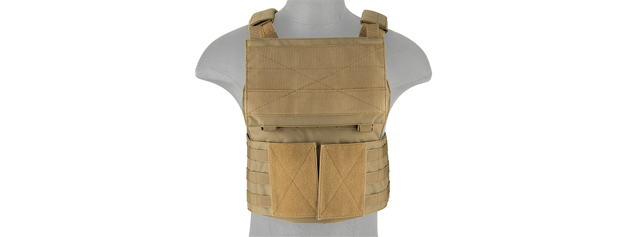 LANCER TACTICAL BUCKLE UP VERSION AIRSOFT PLATE CARRIER (TAN) - Click Image to Close