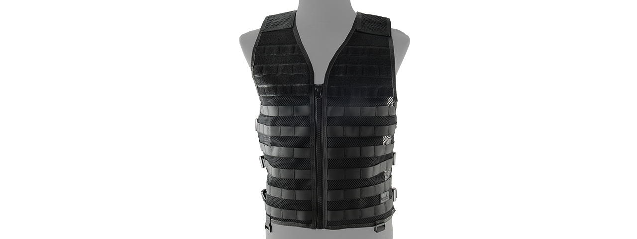 LANCER TACTICAL BREATHABLE MOLLE/PALS ADJUSTABLE MESH VEST (BLACK) - Click Image to Close