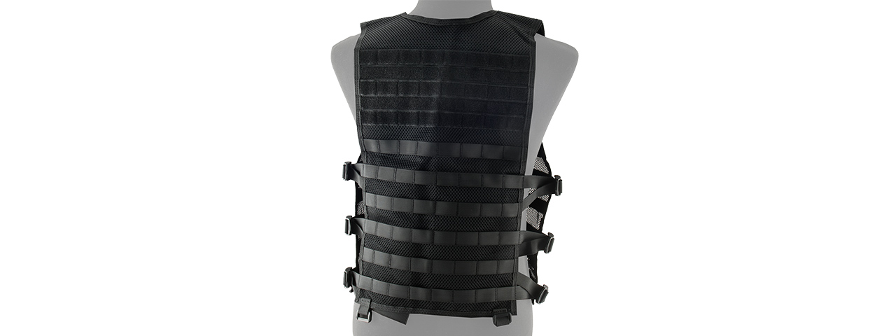 LANCER TACTICAL BREATHABLE MOLLE/PALS ADJUSTABLE MESH VEST (BLACK)