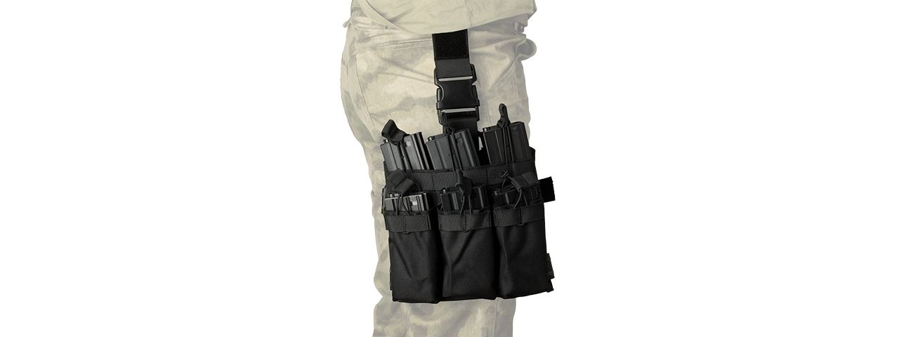 LANCER TACTICAL DROP LEG SIX M4/M16 MAGAZINE PANEL (BLACK) - Click Image to Close