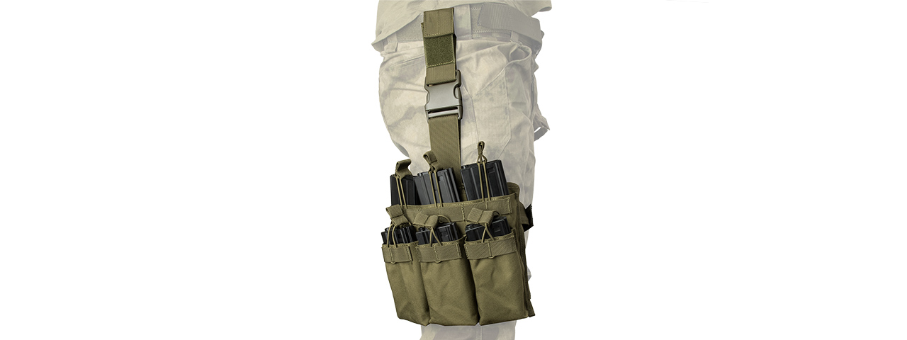 LANCER TACTICAL DROP LEG SIX M4/M16 MAGAZINE PANEL (OD GREEN) - Click Image to Close