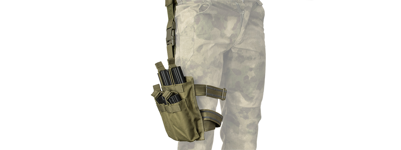LANCER TACTICAL DROP LEG SIX M4/M16 MAGAZINE PANEL (OD GREEN) - Click Image to Close