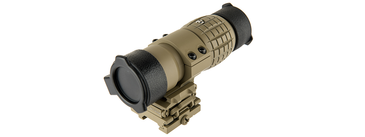 LANCER TACTICAL 1 - 3X ADJUSTABLE MAGNIFIER W/ QD MOUNT (TAN) - Click Image to Close