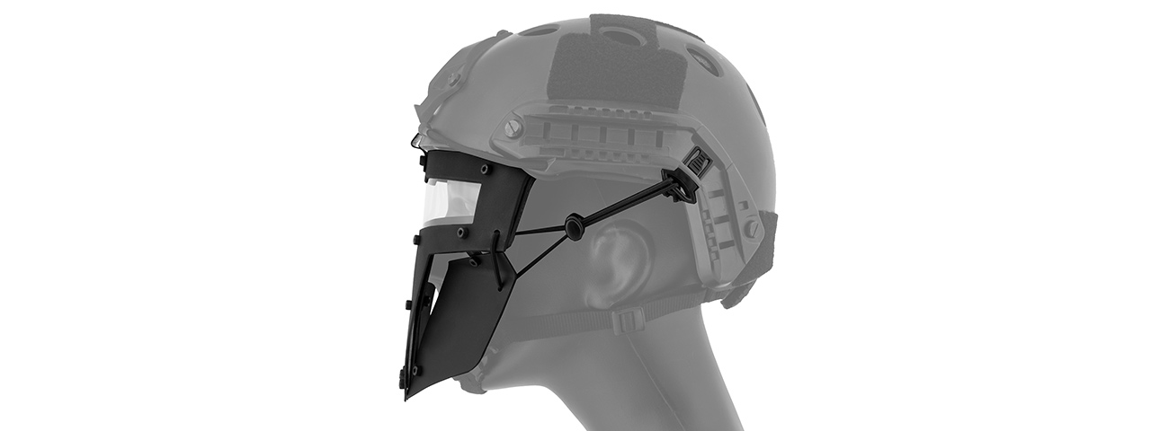 T-SHAPED WINDOWED ATTACHMENT FACE MASK FOR FAST/BUMP HELMETS (BLACK) - Click Image to Close