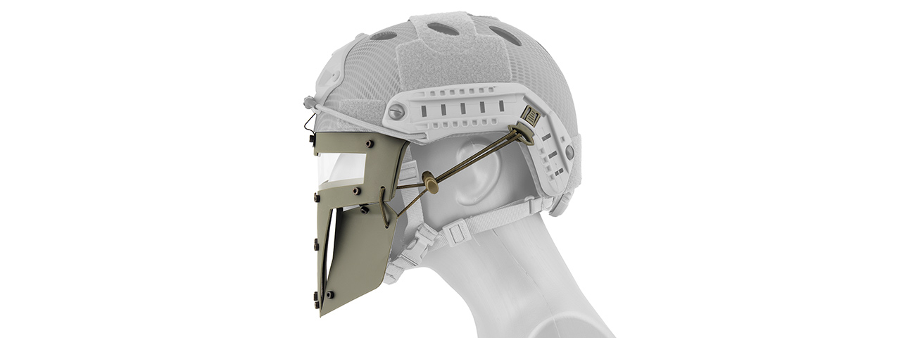 T-SHAPED WINDOWED ATTACHTMENT FACE MASK FOR FAST/BUMP HELMETS (OD GREEN) - Click Image to Close