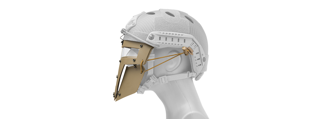 T-shaped Windowed Attachment Face Mask For Bump Helmets (TAN) - Click Image to Close