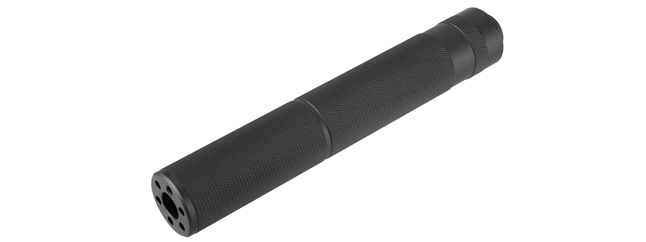 Lancer Tactical 195mm Aluminum Knurled Mock Suppressor (Black) - Click Image to Close