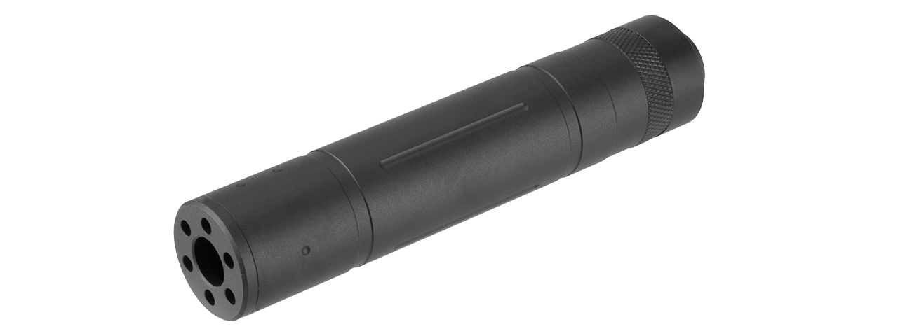 LANCER TACTICAL 155MM ALUMINUM SLOT-CUT MOCK SUPPRESSOR (BLACK) - Click Image to Close