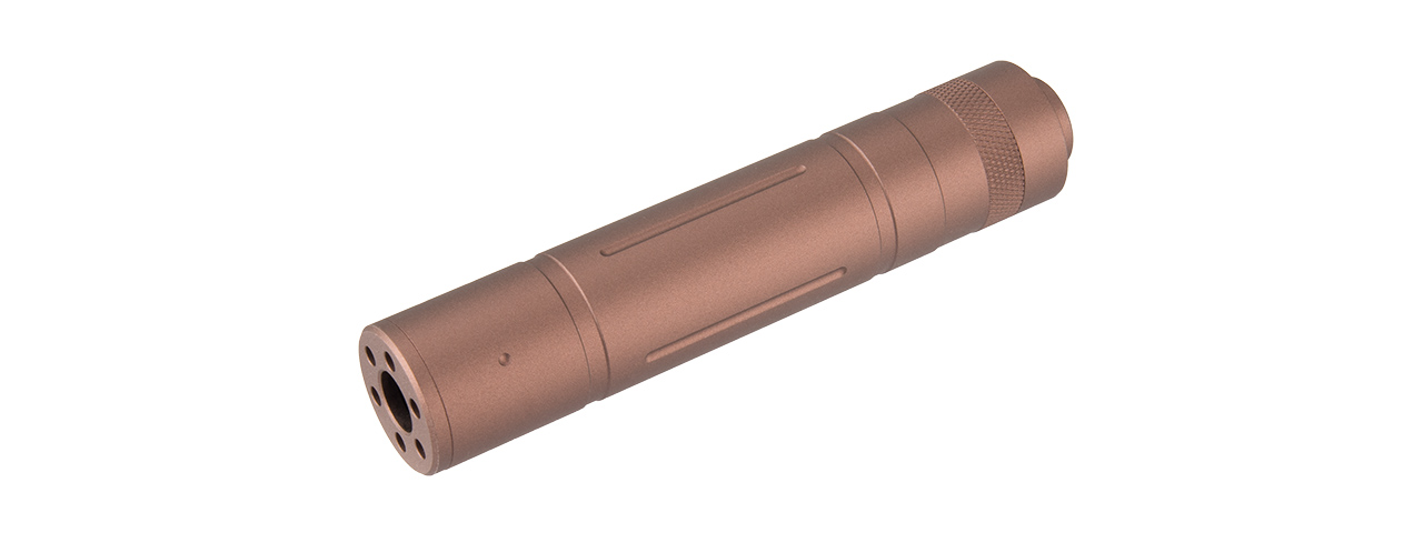 LANCER TACTICAL 155MM ALUMINUM SLOT-CUT MOCK SUPPRESSOR (COYOTE BROWN) - Click Image to Close