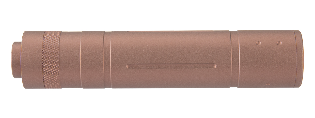 LANCER TACTICAL 155MM ALUMINUM SLOT-CUT MOCK SUPPRESSOR (COYOTE BROWN) - Click Image to Close