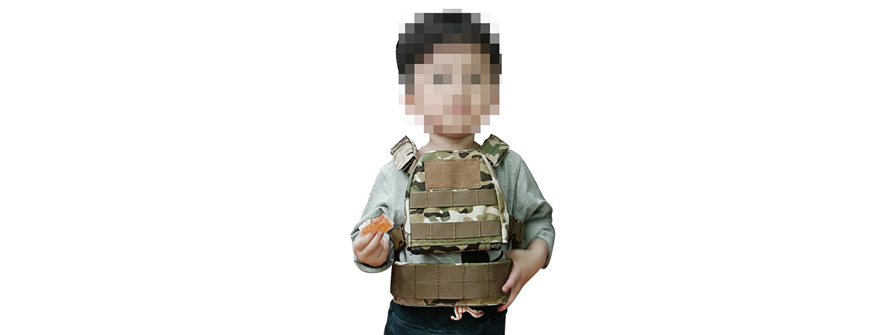 Lancer Tactical 1000D Nylon Children's Tactical Molle Vest w/ Battle Belt [XS] (Black) - Click Image to Close