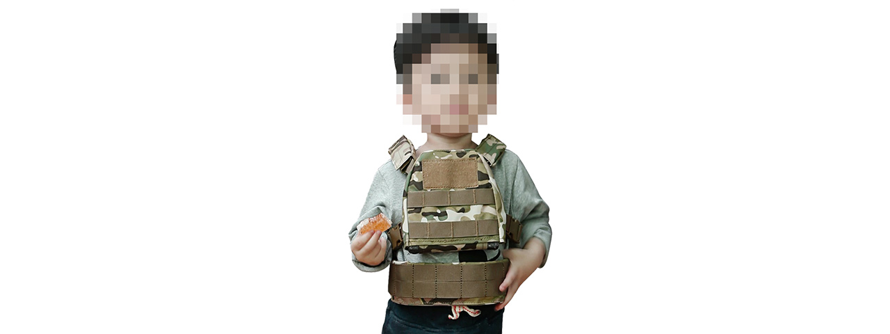 Lancer Tactical 1000D Nylon Children's Tactical Molle Vest w/ Battle Belt [XS] (Black)