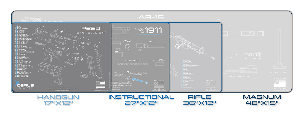 CERUS GEAR SCHEMATICS FOR AR-15 RIFLE PROMAT GUN MAT (GRAY)