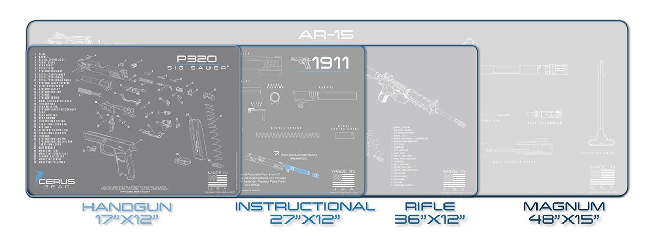 CERUS GEAR SCHEMATICS FOR SIG SAUER P320 PROMAT PISTOL MAT (GRAY)