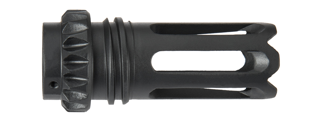 M034 Steel 14mm CCW SCAR Style Airsoft Flashhider (BLACK) - Click Image to Close