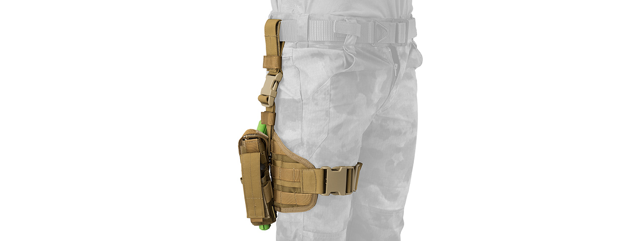 Flyye Industries Tactical Drop Leg MOLLE Pistol Holster (COYOTE BROWN) - Click Image to Close
