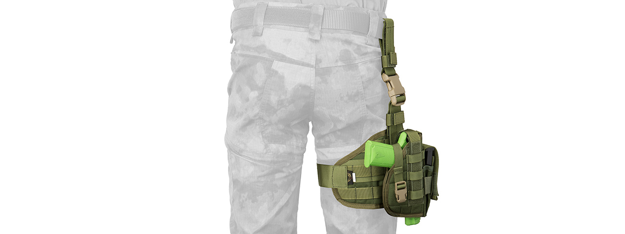 Flyye Industries Tactical Drop Leg MOLLE Pistol Holster (OD GREEN) - Click Image to Close