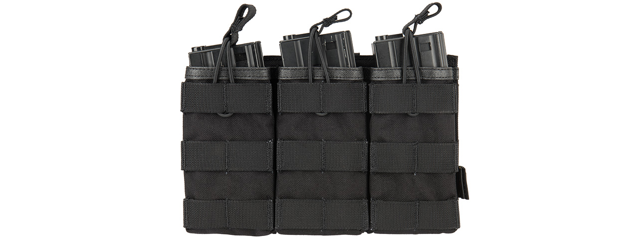 Flyye Industries Universal Triple M4/M16 Bungee Magazine Pouch (BLACK) - Click Image to Close