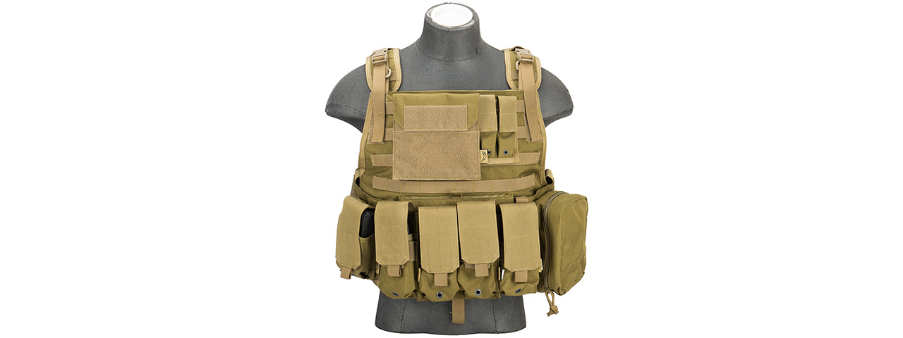 Flyye Industries 1000D Cordura MOLLE Tactical Vest w/ Pouches (LRG) KHAKI - Click Image to Close