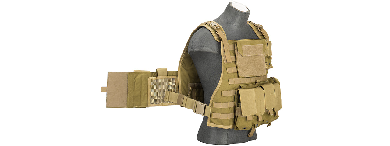 Flyye Industries 1000D Cordura MOLLE Tactical Vest w/ Pouches (LRG) KHAKI