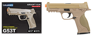 UK ARMS G53T 1:1 Replica Airsoft Spring Pistol (TAN)