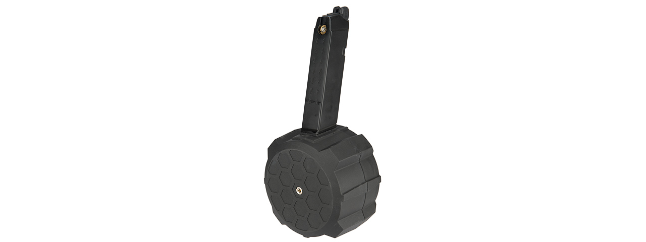 HFC 145 Round Drum Magazine for G-Series Gas Blowback Pistols (Color: Black / Brown) - Click Image to Close