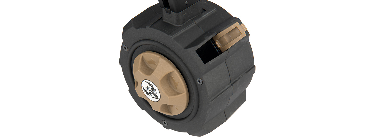 HD-002 HFC HD DRUM MAGAZINE FOR AIRSOFT GBB M9 SERIES (BROWN / BLACK)