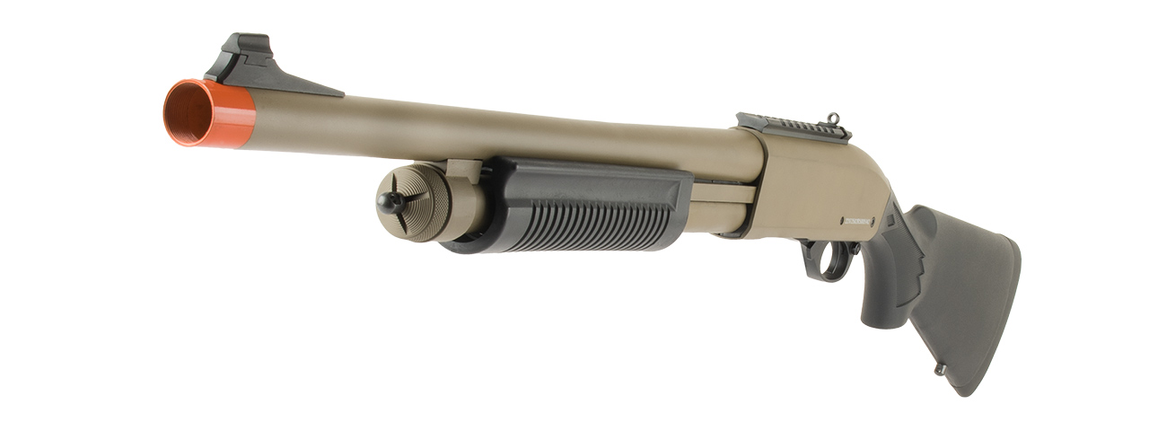 JAG ARMS SCATTERGUN HD AIRSOFT GAS SHOTGUN (STANDARD TUBE) (TAN) - Click Image to Close