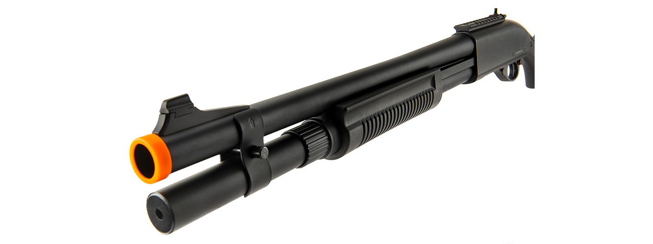 JAG ARMS SCATTERGUN HDS AIRSOFT GAS SHOTGUN - EXTENDED TUBE (BLACK) - Click Image to Close