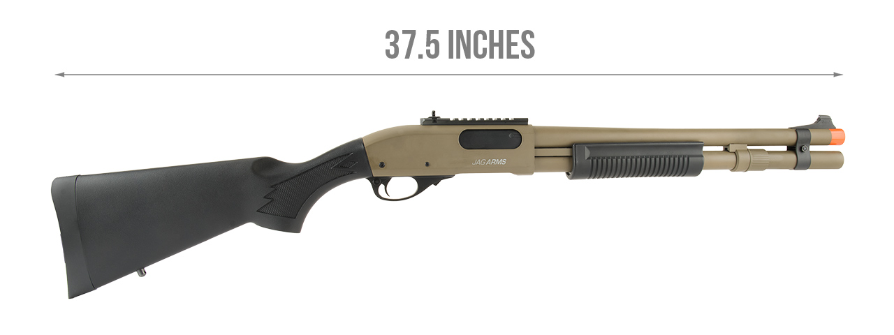 JAG ARMS SCATTERGUN HDS AIRSOFT GAS SHOTGUN - EXTENDED TUBE (TAN) - Click Image to Close